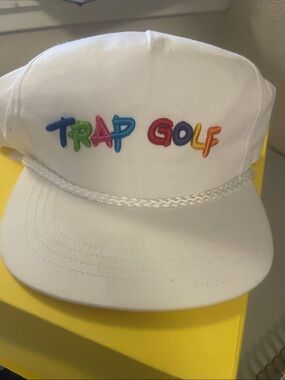 The Classic White Hat with Yellow Logo Detail